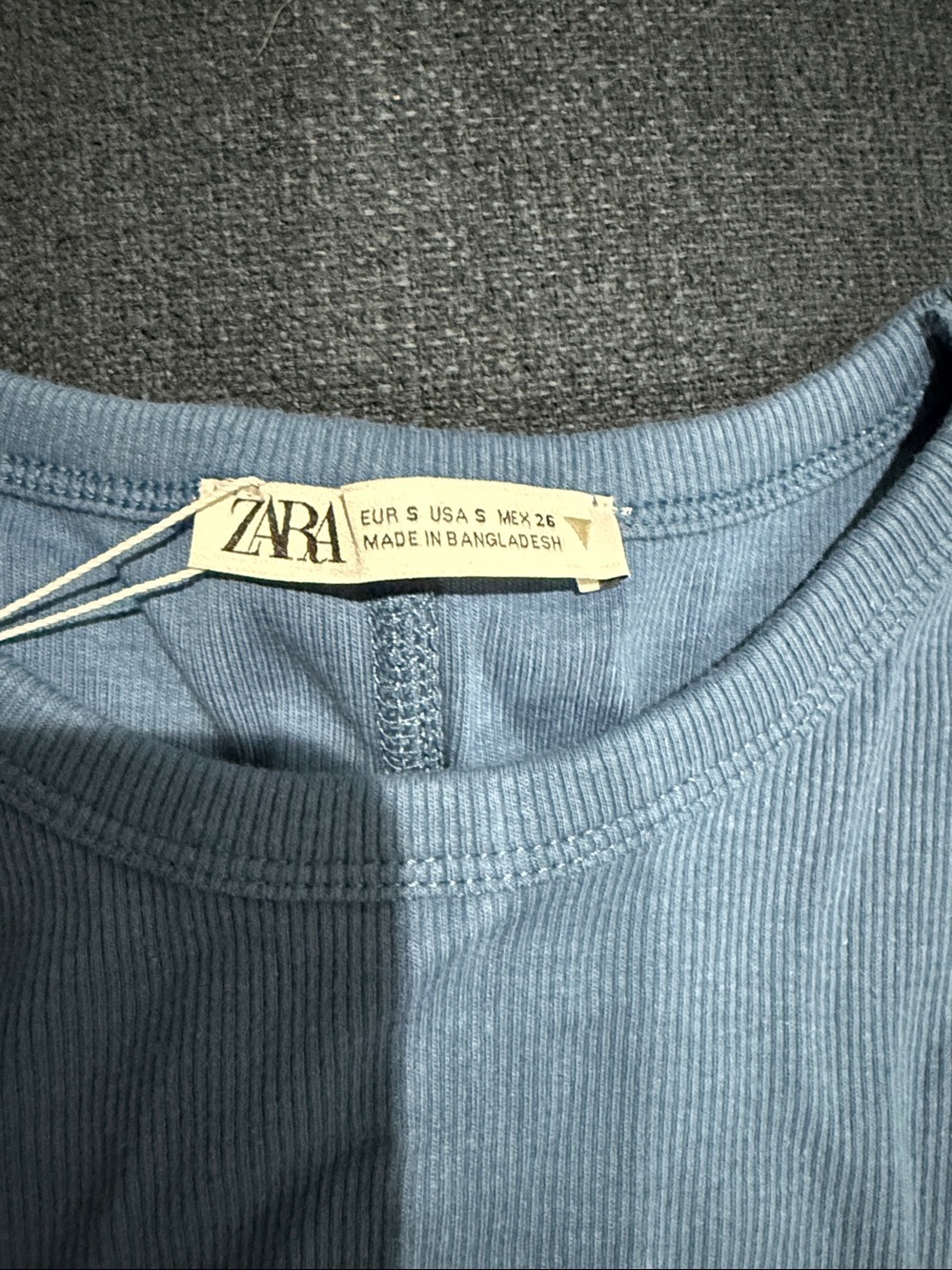Zara Ribbed Crop Tank Top - Blue - Picture 3 of 4
